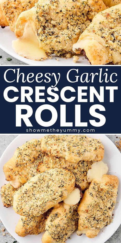 How To Make Crescent Rolls Better: a few simple ways to turn your canned rolls into Cheesy Garlic Crescent Rolls. They're loaded with ooey-gooey cheese and slathered in a melty garlic butter. Cheesy Garlic Crescent Rolls, Garlic Crescent Rolls, Cheesy Crescent Rolls, Tofu Recipes Easy, Garlic Rolls, Bbq Pork Chops, Canned Cranberry Sauce, Instant Potatoes, Creamy Potato Soup