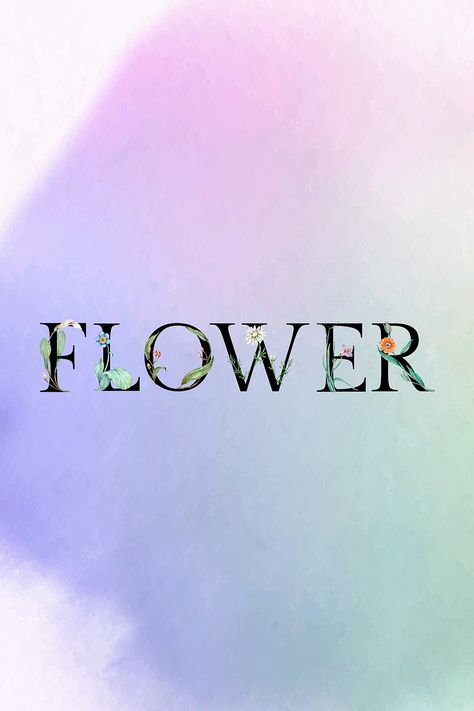 Vector flower word floral font decorated typography | premium image by rawpixel.com / Boom Flower Typography, Flower Text, Watercolor Beautiful, Flower Font, Floral Words, Floral Typography, Floral Font, Flower Words, Flower Collage