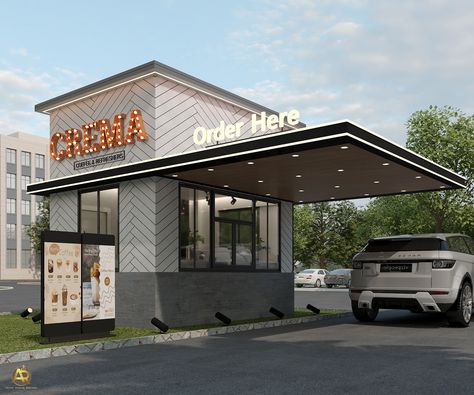 Drive Through Restaurant Design, Drive Thru Cafe Design, Coffee Shop Drive Thru Design, Drive True Coffee Shop, Drive Thru Convenience Store, Drive Thru Restaurant Design, Drive Thru Coffee Shop Design, Coffee Shop Drive Thru, Drive Thru Design