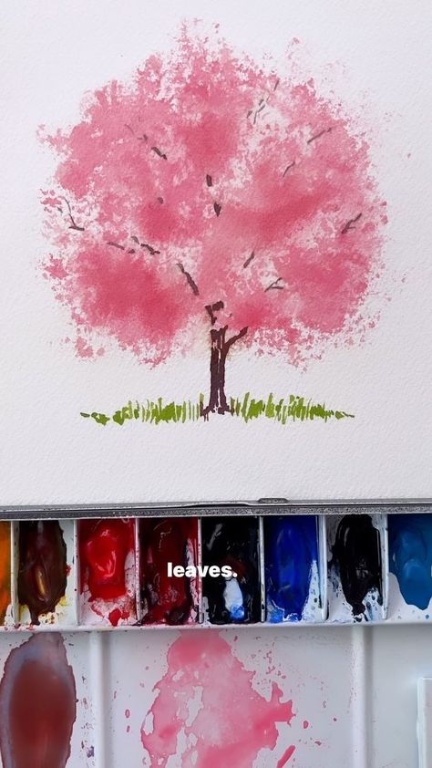 Mallery Jane I Watercolor (@malleryjaneart) • Instagram photos and videos Mallery Jane, Paint Trees, Wet On Wet Painting, Leaves Texture, Watercolor Beginner, Stay Soft, Learn Watercolor, Easy Canvas Art, Leaf Texture