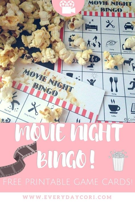 Family Movie Night Idea: Movie Bingo [ With Free Printables! ] #FamilyNight #FamilyMovie #Bingo #KidsActivities #DIY #Parenting Movie Night Printables, Movie Bingo, Kids Game Night, Best Family Board Games, Printable Bingo Games, Bingo Night, Home Movie, Free Printable Games, Bingo Printable