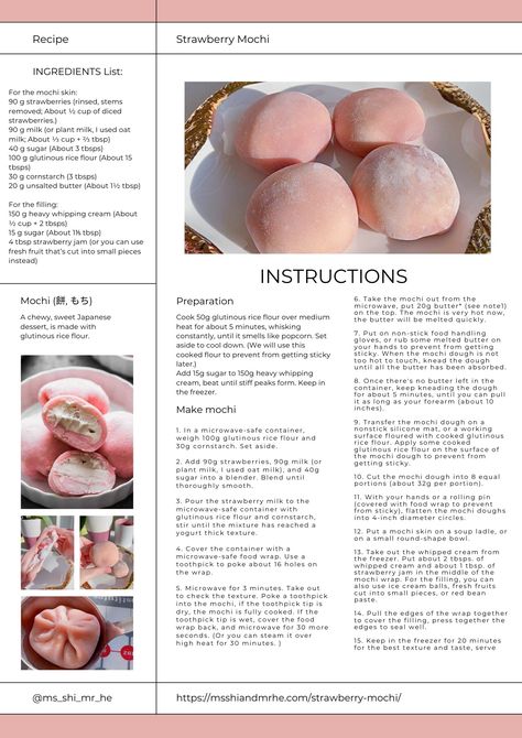 Food mochi strawberry yummy yum yum in my tum How To Make The Best Rice, Baking With Rice Flour, Strawberry Food Recipes, Japanese Sweets Recipe, Glutinous Rice Flour Recipes, Mochi Skin, Fresh Desserts, Sweet Rice Flour, Rice Flour Recipes