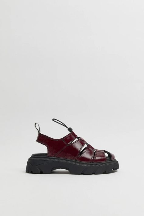 Eunice Burgundy Sandals | Miista Europe | Made in Portugal Burgundy Sandals, The Roots, Shoe Lover, Style Guide, The Other Side, The Line, Cow Leather, Style Guides, Patent Leather