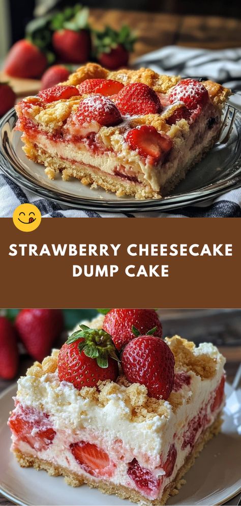 Strawberry Cheesecake Dump Cake is a simple and delicious dessert that combines the flavors of creamy cheesecake and fresh strawberries in an easy-to-make format. With minimal ingredients and effort, this delightful treat is perfect for any occasion, ensuring everyone will enjoy its sweet, fruity goodness. Strawberry Cheesecake Dump Cake, Strawberry Cheesecake Dump, Cheesecake Dump Cake, Dump Cake, Creamy Cheesecake, Strawberry Cheesecake, Fresh Strawberries, Fresh Strawberry, Strawberries