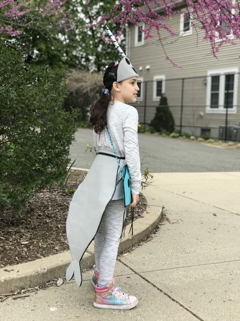 Narwhal and jelly costume Narwhal And Jelly Costume, Diy Narwhal Costume, Seal Costume, Narwhal And Jelly, Narwhal Costume, Character Day Ideas, Book Characters Dress Up, Spirit Days, Book Character Day