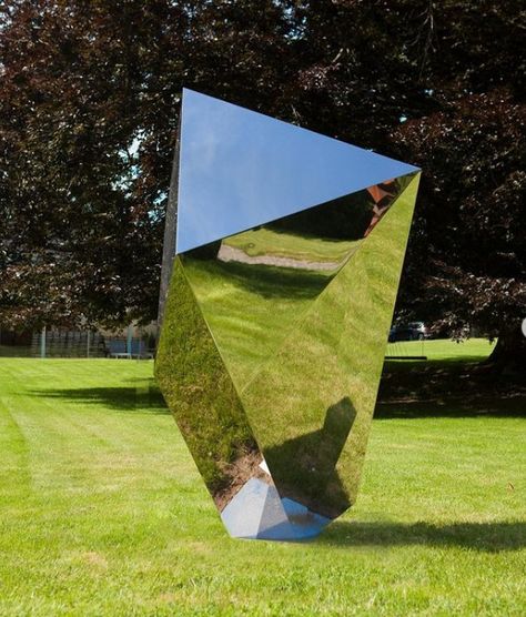 Geometric Mirror, Modern Art Sculpture, Yard Sculptures, Rock Sculpture, Landscape Stone, Geometric Sculpture, Architecture Collage, Steel Art, Small Sculptures