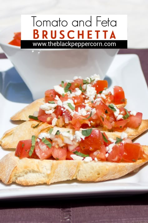 Bruschetta With Feta, Feta Bruschetta, Bruschetta Feta, Bruschetta Recipe Feta, French Baguette Recipe Appetizers, Baguette Recipe Appetizers, Bruschetta With Feta Recipe, Brushetta Recipes With Feta, Bruschetta On Baguette