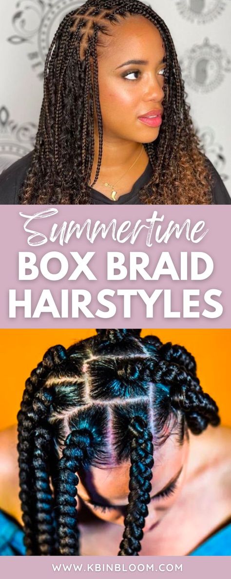 Popular Box Braid Styles, Summer Box Braids For Black Women, Individual Braided Hairstyles For Black Women, Box Braids Hairstyles For Black Women Protective Styles, Box Braids Hairstyles For Black Women Medium Length, Individual Braids For Black Women Medium, Pool Friendly Hairstyles For Black Women, Women’s Box Braids, Big Braid Styles For Black Women