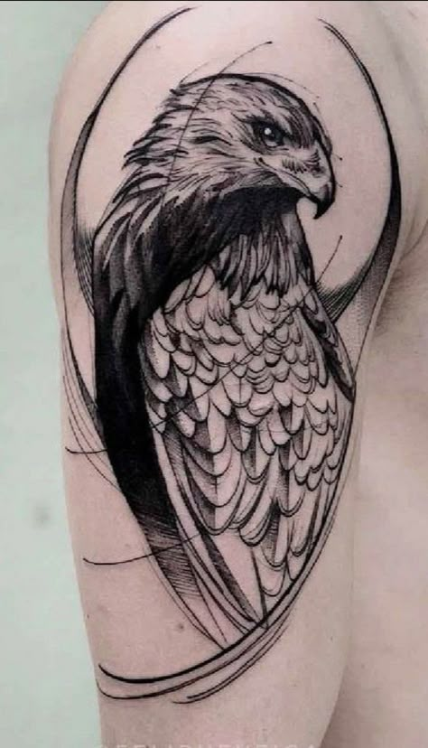 Eagle Shoulder Tattoo, Stammestattoo Designs, Falcon Tattoo, Hawk Tattoo, Cool Shoulder Tattoos, Amazing Tattoo Ideas, Dragon Wolf, Petit Tattoo, Tiger Dragon