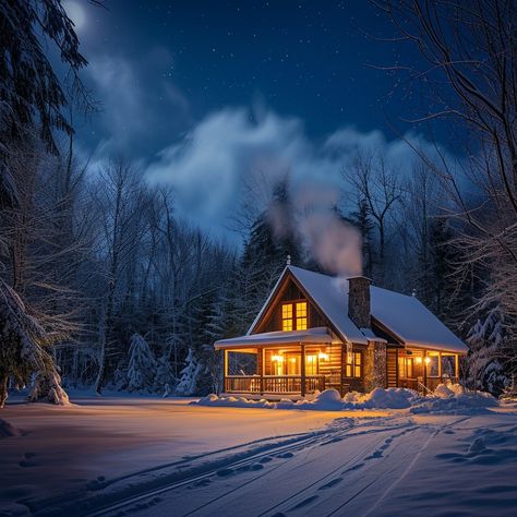 Cozy Winter Haven: A warm, inviting cabin lit up against the tranquil blue of a snowy winter night. #winter #cabin #snow #night #cozy #aiart #aiphoto #stockcake ⬇️ Download and 📝 Prompt 👉 https://stockcake.com/i/cozy-winter-haven_149604_19791 Snowy Winter Night, Cabin Snow, Winter Moodboard, Snowy Cabin, Snow Night, Tranquil Blue, Cabin Lighting, Art Help, Winter Cabin