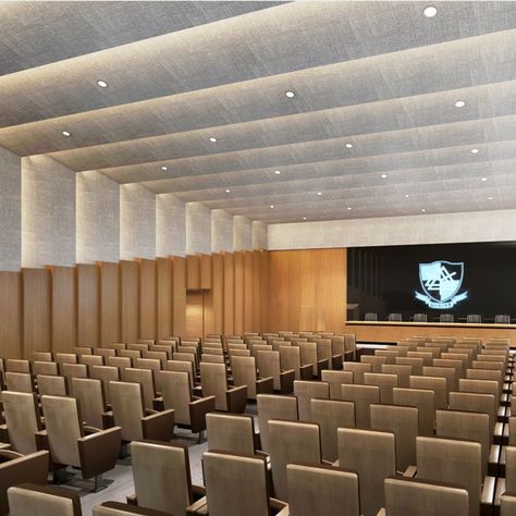 Bespoke acoustic ceiling and wall in Fuzhou No.3 Middle School Changle Campus class room Auditorium Architecture, Church Building Plans, Theatre Hall, Photography Room, Meeting Hall, Modern Hall, Conference Room Design, Multipurpose Hall, Auditorium Design