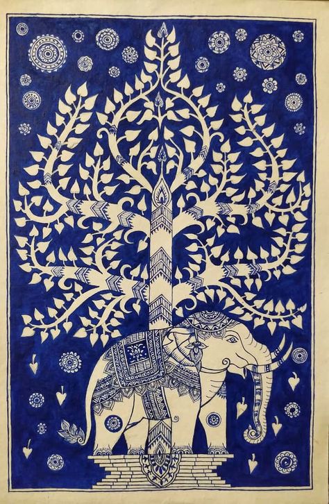 Kalamkari Elephant Painting, Jaipuri Art Paintings, Mandala Art Poster, Kalamkari Painting Traditional, Dubai Painting, Kalamkari Art, Rajasthani Art, Gold Art Painting, Kalamkari Painting