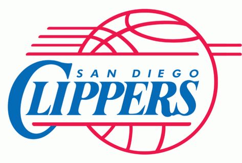 San Diego Clippers Primary Logo (1982/83-1983/84) - Clippers script in blue breaking out of red basketball with San Diego above SportsLogos.Net Clippers Logo, Virtual Museum, Sports Logos, Playing Basketball, Portland Trailblazers, Los Angeles Clippers, Nba Teams, Sports Logo, On Display