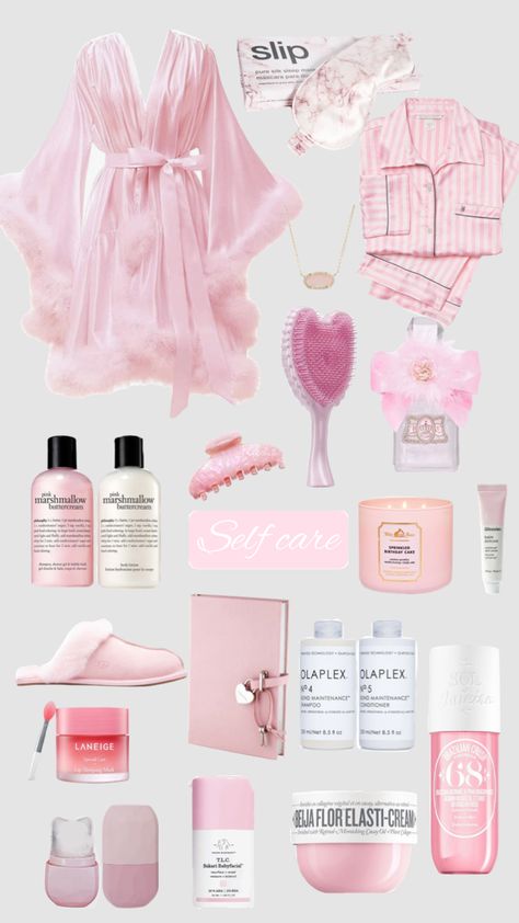 Cute Pink Fits, Pink Outfit Ideas Casual, Pink Self Care Aesthetic, Self Care Outfit, Pink Self Care, Wish List Ideas, Pink Wishlist, Dream Self, Coquette Collage