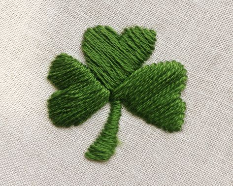 5 Ways to Hand Embroider Shamrocks - Creative Fabrica Irish Embroidery Patterns, Embroidered Shamrock, Shamrock Embroidery, Brown Jumper, Embroidery Stitches Beginner, Basketweave Stitch, Cruise Dress, St Pats, Basic Embroidery Stitches