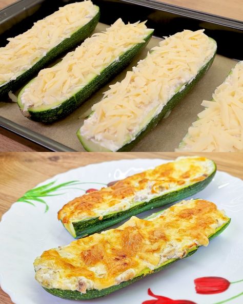 Stuffed Zucchini Boats - Greenku Recipes Mushroom And Cheese, Zucchini Boat Recipes, Zucchini Cheese, Stuffed Zucchini Boats, Cheese Alternative, Diet Cookies, Mushroom Dish, Stuffed Zucchini, Zucchini Boats