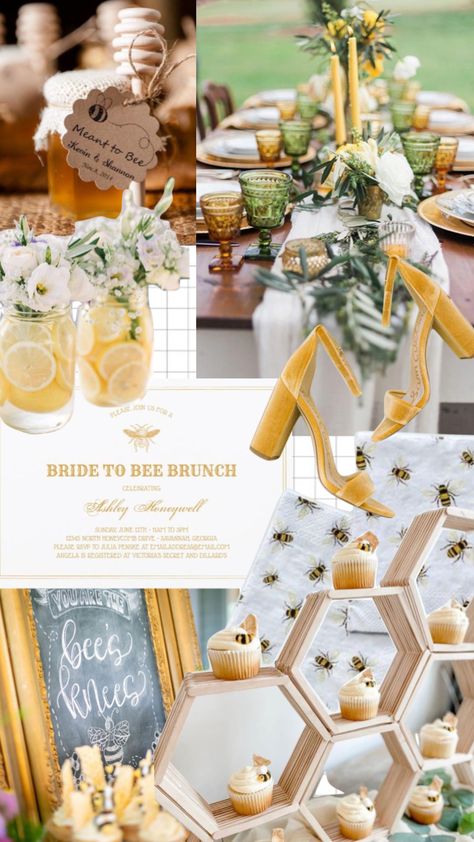 Bumble Bridal Shower Ideas, Bridal Shower Bride To Bee, Bridal Shower Theme Bee, Bridal Shower Honey Bee Theme, Bride To Bee Centerpieces, Bee Theme Wedding Shower Ideas, Meant To Be Bridal Shower Theme, I Found My Honey Bridal Shower Theme, Bridal Shower Ideas Bee Themed