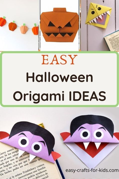 10+ Halloween Origami Ideas that Kids Can Make! Bookmarks Origami, Origami Halloween Decorations, Bookmarks Craft, Origami Instructions For Kids, Origami Pumpkin, Halloween Library, Origami Halloween, Origami For Kids, Halloween Origami