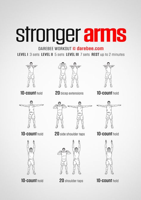 Stronger Arms Workout Darebee Arm Workout, Runner Arm Workout, How To Build Strength In Arms, Build Arms At Home, Workouts For Archery, Strengthen Arms Workout, Arm Workout For Strength, Calisthenics Workout Arms, Simple Arm Workouts At Home