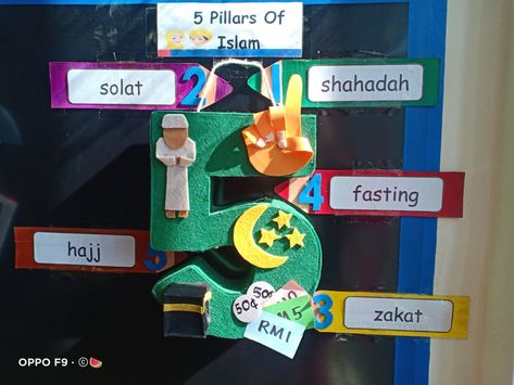 5 Pillars Of Islam Poster, Islamic Charts For School, Five Pillars Of Islam Project, Islamic Models For School Exhibition, Five Pillars Of Islam For Kids, 5 Pillars Of Islam For Kids, Islamic Projects For School, 5 Pillars Of Islam Craft, Chart Design For School Project