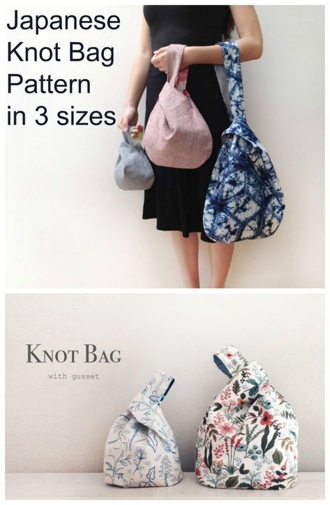 Japanese Knot Bag Pattern Free, Knot Bag Pattern Free, Japanese Knot Bag Pattern, Knot Bag Pattern, Tips Menjahit, Japanese Knot, Japanese Knot Bag, Sac Diy, Knot Bag