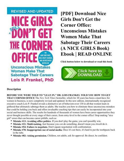 [PDF] Download Nice Girls Don Corner Office, Book Girl, Pdf Download, Reading Online, Career, Cool Girl, Reading, Books