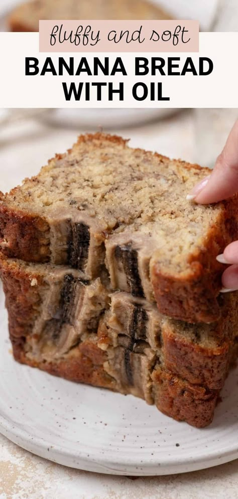 Banana Bread Without Buttermilk, Banana Bread Recipe Using Vegetable Oil, Banana Bread Recipe Olive Oil, Boxed Banana Bread, Butter Free Banana Bread, Banana Bread Recipe Oil Moist, Banana Bread With No Butter, Banana Bread Recipe Coconut Oil, Coconut Oil Banana Bread