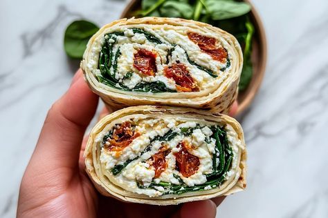 Copycat Starbucks Spinach Feta Wrap Ready in Minutes Spinach Feta Wrap, Feta Wrap, Spinach Wrap, Spinach Wraps, Copycat Starbucks, Good Recipes, Spinach Feta, Breakfast Wraps, Whole Wheat Tortillas