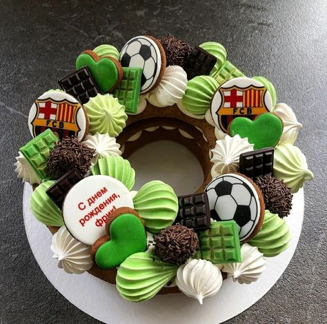 Soccer Birthday Cakes, Sports Themed Cakes, Alphabet Cake, Cake Lettering, 10 Birthday Cake, Letter Cake, Cream Tart, Sport Cakes, Football Cake