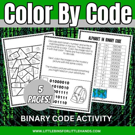 Color By Binary Code Activity Easy Stem Activities, Computer Coding For Kids, Computer Classroom, Kids Stem Activities, Easy Stem, Coding Games, Coding Lessons, Free Games For Kids, Stem Classroom