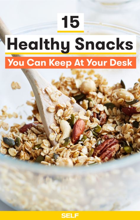 15 Healthy Snacks For Work That You Can Keep At Your Desk | SELF Healthy Snacks For Work, Healthy Snacks To Buy, Healthy Afternoon Snacks, Healthy Snack Options, Snack Options, Healthy Work Snacks, Snacks For Work, Healthy Work, Healthy Snacks For Kids