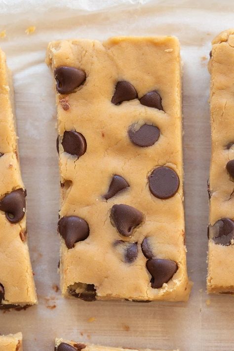 Cookie Dough Protein Bars (3 Ingredients!)- The Big Man's World ® 4 Ingredient Protein Bar, Heath Bar Protein Pudding, Copycat Quest Protein Bars, Protein Cookie Dough Bark, Homemade Protein Bars Low Calorie, High Protein Cookie Dough Bark, High Protein Bars Homemade, Homemade Protein Snacks, Yogurt Protein Bars