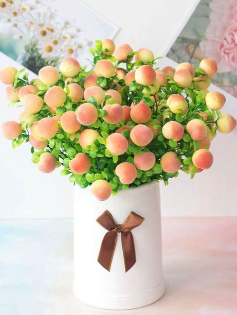 1pc Artificial Peach With 18pcs HeadI discovered amazing products on SHEIN.com, come check them out! Peach Baby Shower, Fruit Ornaments, Peach Party, Artificial Food, Peach Tree, Baby Shower Crafts, Artificial Fruit, Peach Fruit, Flower Vase Arrangements