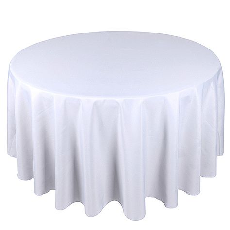 White - 132 Inch Round Tablecloths - ( 132 Inch | Round ) 90 Inch Round Tablecloth, Round Tablecloths, Tablecloth Sizes, White Table Cloth, Wedding Linens, Buffet Table, Square Tables, Round Tablecloth, Chair Covers