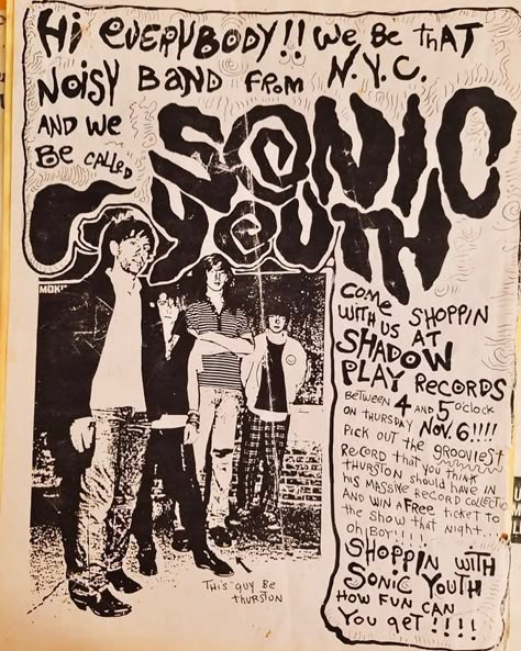 Punk Show Flyer, Sonic Youth Aesthetic, Sonic Youth Poster, Punk Bands Posters, Band Flyer, Punk Posters, Poster Grafico, Show Flyer, Oklahoma University