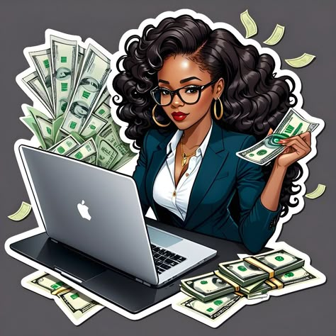 Powerful Business Woman Aesthetic, Boss Lady Lifestyle, Emoji Legal, Printable Money, Boss Chic, Money Stickers, Black Woman Artwork, Powerful Woman, African Royalty