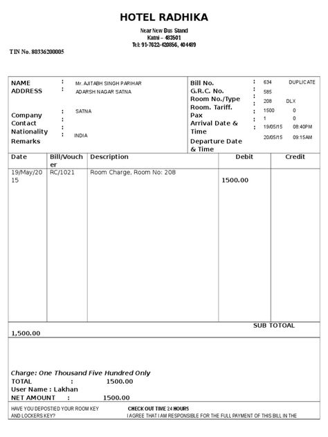 Lodge Bill Format, Hotel Bill Format Pdf, Hotel Bill Format In Word, Bill Book Format, Hotel Invoice, Microsoft Word Invoice Template, Invoice Format In Excel, Hotel Bill, Free Receipt Template