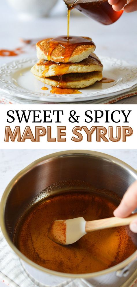 pouring spicy maple syrup onto pancakes. Chicken And Waffles Syrup Recipe, Chicken And Waffles Syrup, Chicken And Waffles Recipe Sauce, Chicken And Waffles With Spicy Syrup, Chicken And Waffle Syrup Sauce, Chicken And Waffle Sauce, Spicy Syrup For Chicken And Waffles, Syrup For Chicken And Waffles, Chicken And Waffles Sauce