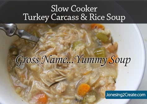 Crockpot Turkey Soup Slow Cooker, Soup Recipes Rice, Turkey Carcass Soup, Slow Cooker Turkey Soup, Turkey Soup From Carcass, Warming Soups, Turkey Rice Soup, Crockpot Soups, Recipes Rice