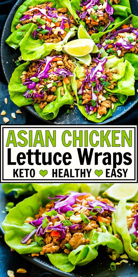 Thai Turkey Lettuce Wraps, Asian Ground Chicken, Ground Chicken Lettuce Wraps, Thai Wraps, Healthy Lettuce Wraps, Thai Chicken Lettuce Wraps, Thai Lettuce Wraps, Easy Lettuce Wraps, Lettuce Wraps Healthy