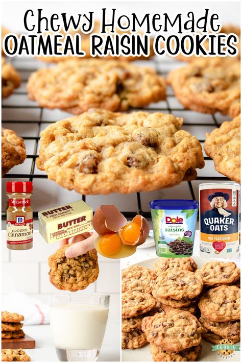 Low Sugar Oatmeal Raisin Cookies, Soft Oatmeal Raisin Cookies, Homemade Oatmeal Raisin Cookies, Easy Oatmeal Raisin Cookies, Old Fashioned Oatmeal Cookies, Chewy Oatmeal Raisin Cookies, Quick Cookies Recipes, Cookie Recipes Oatmeal Raisin, Oatmeal Raisin Cookies Chewy