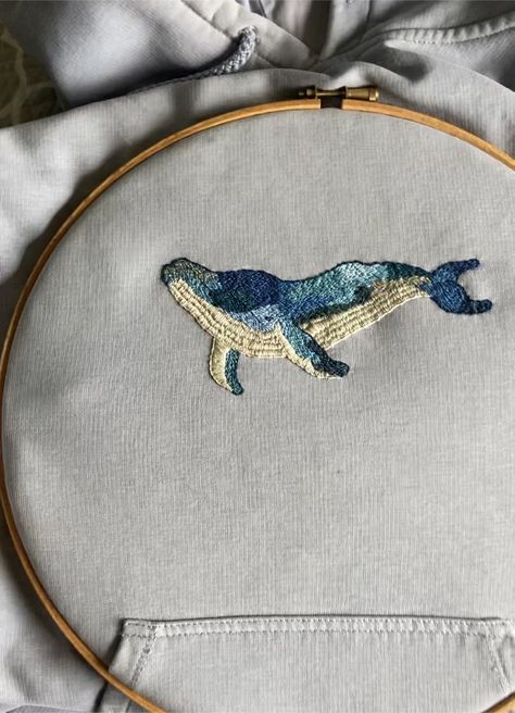 How To Embroider By Hand On Hoodie, Humpback Whale Embroidery, Embroidered Whale, Whale Shark Embroidery, Hand Embroidered Hoodie, Embroidered Hoodie Ideas, Shark Embroidery, Embroidered Hoodie Diy, Embroidered Converse