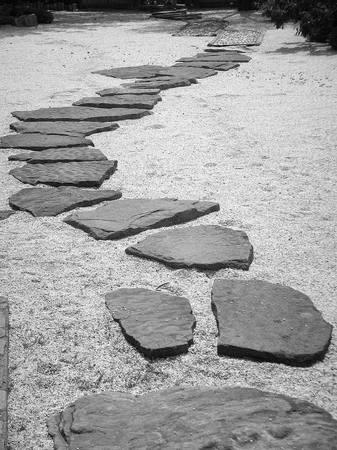 Landscaping Stepping Stones, Glass Stepping Stones, Japanese Stone Garden, Stepping Stone Ideas, Flowers Backyard, Landscaping Stones, Zen Rock Garden, Japanese Garden Landscape, Stone Step