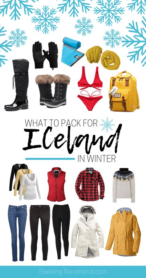 What to pack for Iceland in winter. Packing essentials for women. Your guide on how to look warm and stylish in Iceland this winter. What To Pack For Iceland, Iceland Packing List, Iceland In Winter, Winter Vacation Outfits, Iceland Packing, Winter Travel Essentials, Winter Packing List, Winter Getaways, Iceland Trip