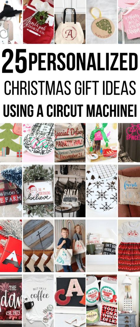 25 wonderful personalized Christmas gift ideas you can make using a Cricut Maker or Cricut Explore Air 2.  These are great ways to give a gift to those you love that means something and its something you have put your heart into. Family Cricut Gifts, Personalized Christmas Gifts Cricut, Gifts With Cricut Maker, Circuit Gift Ideas, Christmas Gifts With Cricut, Gift Ideas Cricut, Gifts With Cricut, Personalized Christmas Gift Ideas, Book Lovers Gift Basket