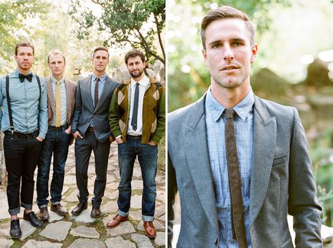 hip groomsmen Outdoor Wedding Casual, Mismatched Groomsmen, Casual Groomsmen, Suits And Ties, Groomsmen Outfit, Ojai Wedding, Casual Grooms, Wedding Casual, Wedding Groomsmen