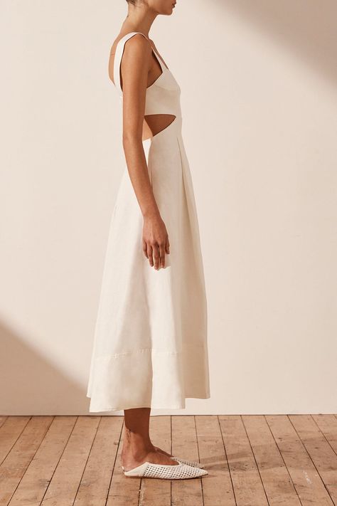 Morgan Linen Cut Out Midi Dress | Ivory | Dresses | Shona Joy – Shona Joy International Maxi Dresses Online, Cut Out Midi Dress, Shona Joy, Maxi Dress Online, Ivory Dresses, Midi Length Skirts, Midi Maxi Dress, Dream Wedding Dresses, Maxi Dresses