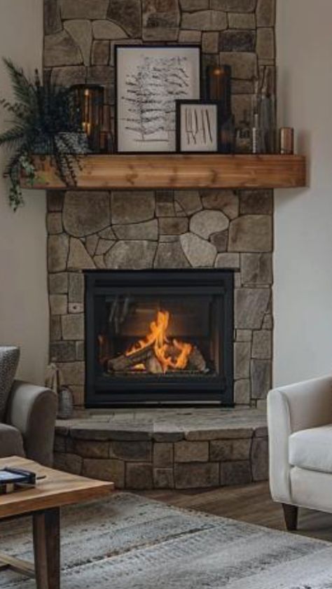 Corner Fireplace Bedroom, Brick Corner Fireplace, Corner Brick Fireplace, Corner Brick Fireplaces, Corner Stone Fireplace, Cosy Living, Cosy Living Room, Corner Fireplace, Fireplace Ideas