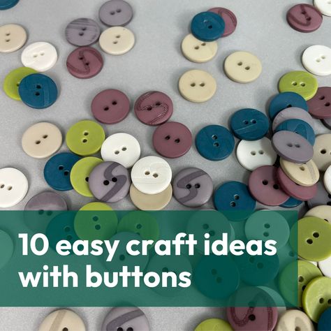 10 easy craft ideas with buttons Crafts Using Black Buttons, Button Crafts To Sell Diy Ideas, Button Ideas Crafts, Crafts With Buttons For Adults, Button Garland Diy, Crafts With Buttons Project Ideas, Button Crafts Diy Project Ideas, Things To Do With Buttons, Old Buttons Ideas Diy Projects