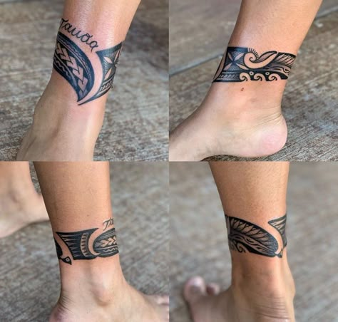 Samoan Tauvae Tattoo, Samoan Ankle Tattoo For Women, Maori Ankle Tattoo, Polynesian Band Tattoo Designs, Polynesian Ankle Tattoo, Samoan Tattoo Women, Unique Tattoos Ideas, Symmetry Tattoo, Tattoo Pierna Mujer